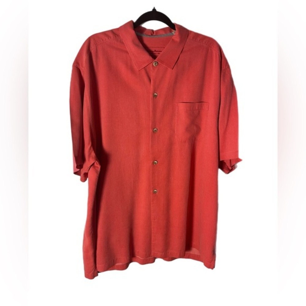 NWOT Tommy Bahama Original Fit Salmon Button Down Short Sleeve Shirt Size XXL